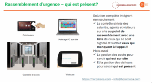 contrôle d'accès, pointage, rassemblement d'urgence incendie 